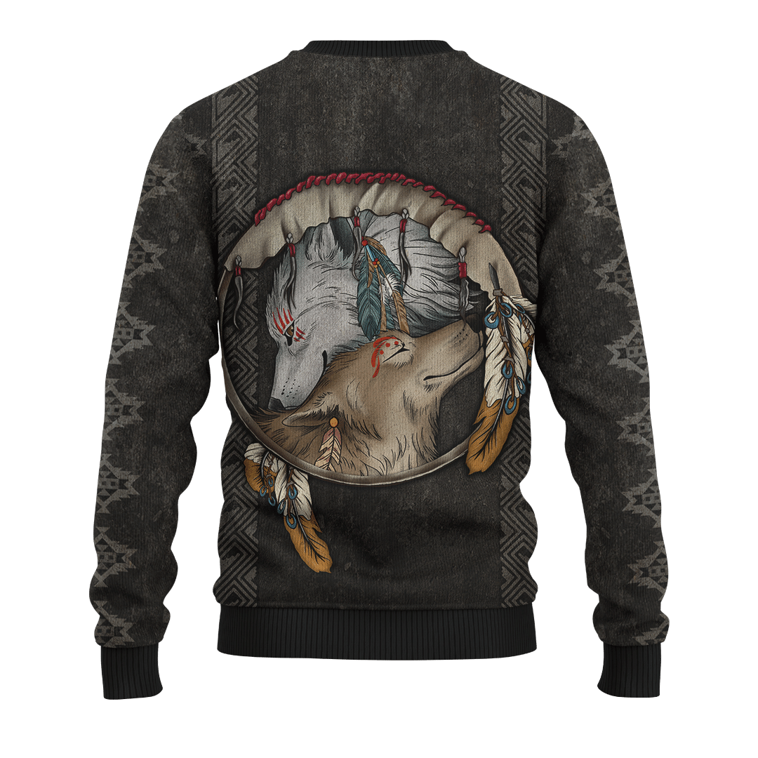 Native Wolf Native American Customized For Couple 3D All Over Printed Shirt - Am Style Design - Amaze Style™