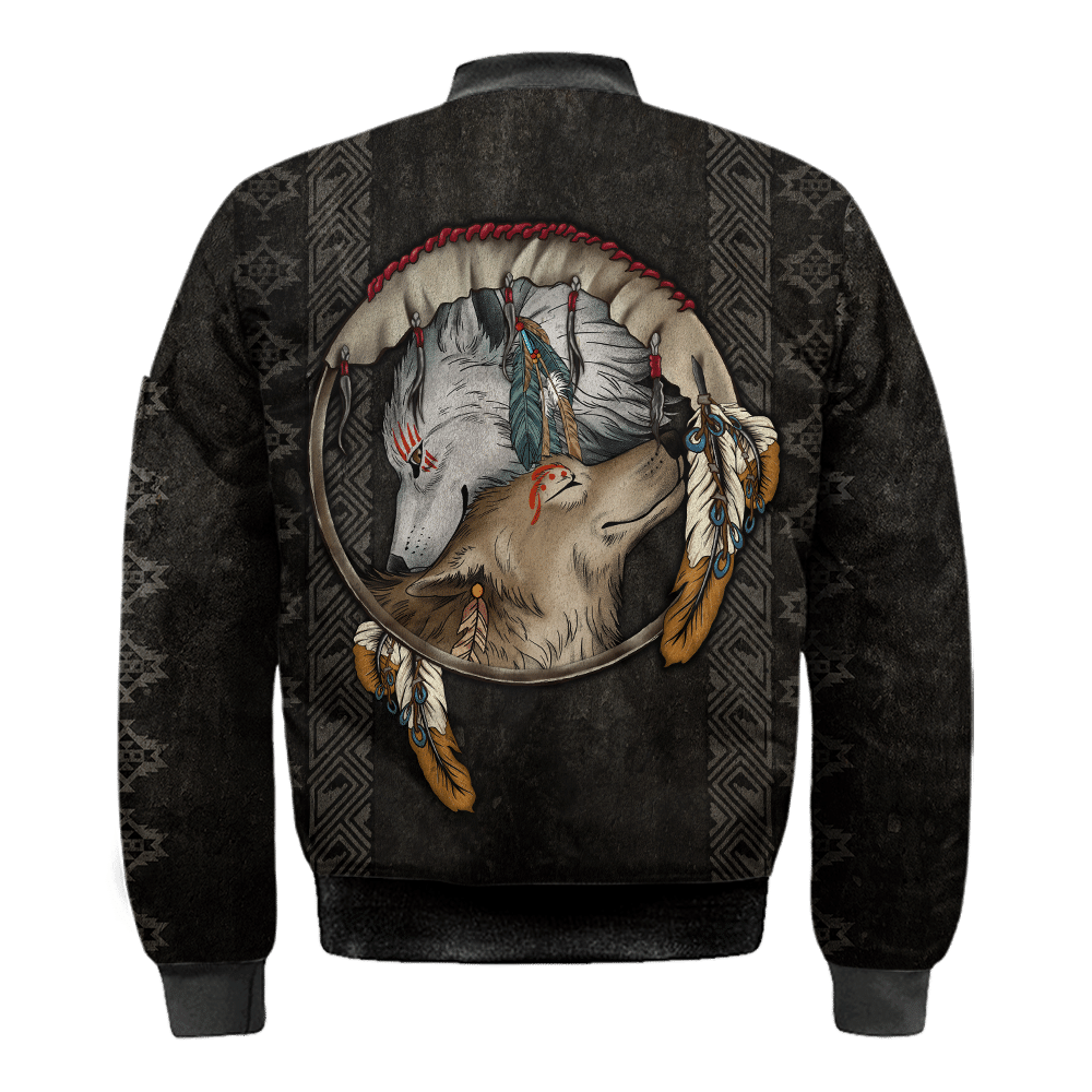 Native Wolf Native American Customized For Couple 3D All Over Printed Shirt - Am Style Design - Amaze Style™