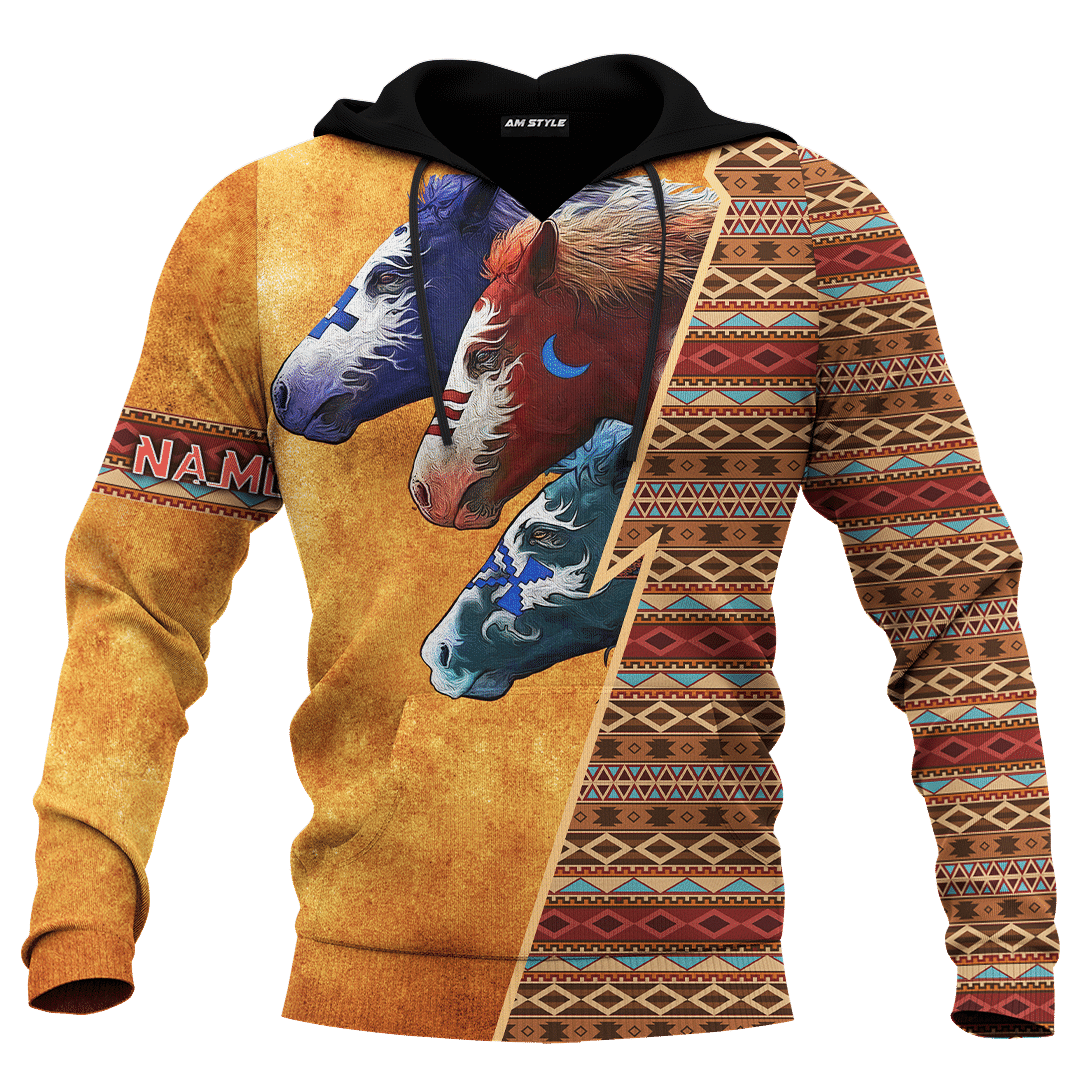 Native American Indian Horse Wall Art Native Patterns Customized 3D All Over Printed hoodie