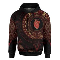 Aztec Eagle Heart Warrior Maya Aztec Calendar Customized 3D All Over Printed Hoodie