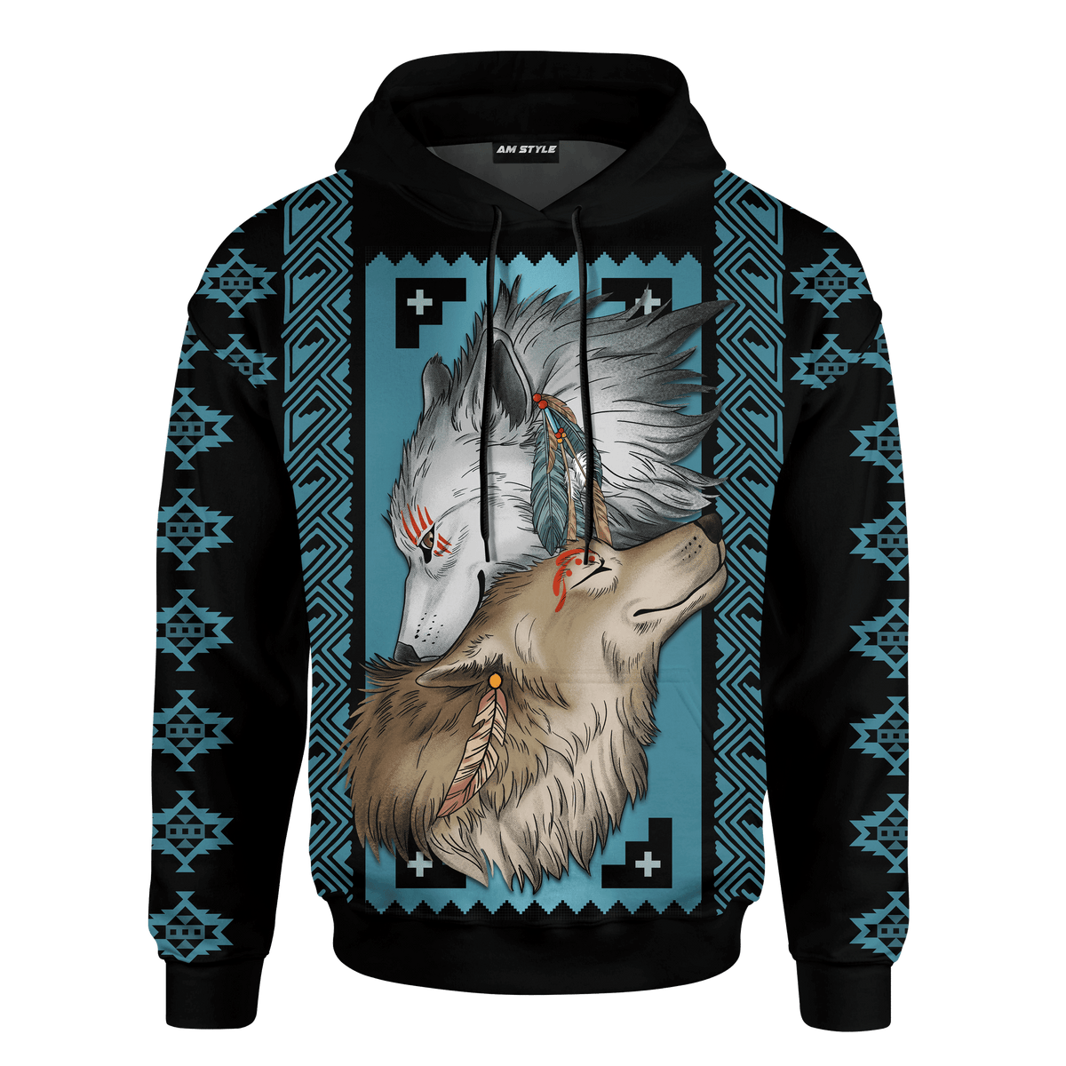 Native Wolf Native American Pattern Customized For Couple 3D All Over Printed Shirt - Am Style Design - Amaze Style™