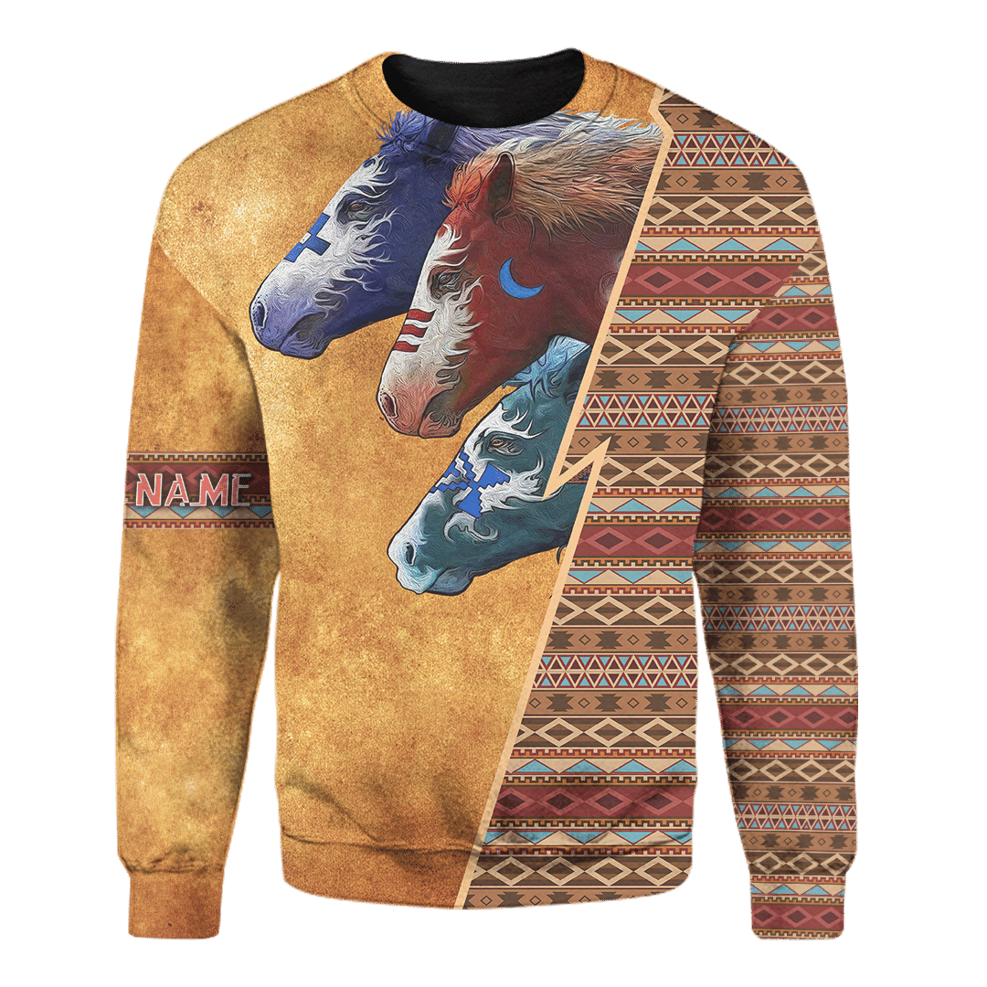 Native American Indian Horse Wall Art Native Patterns Customized 3D All Over Printed hoodie