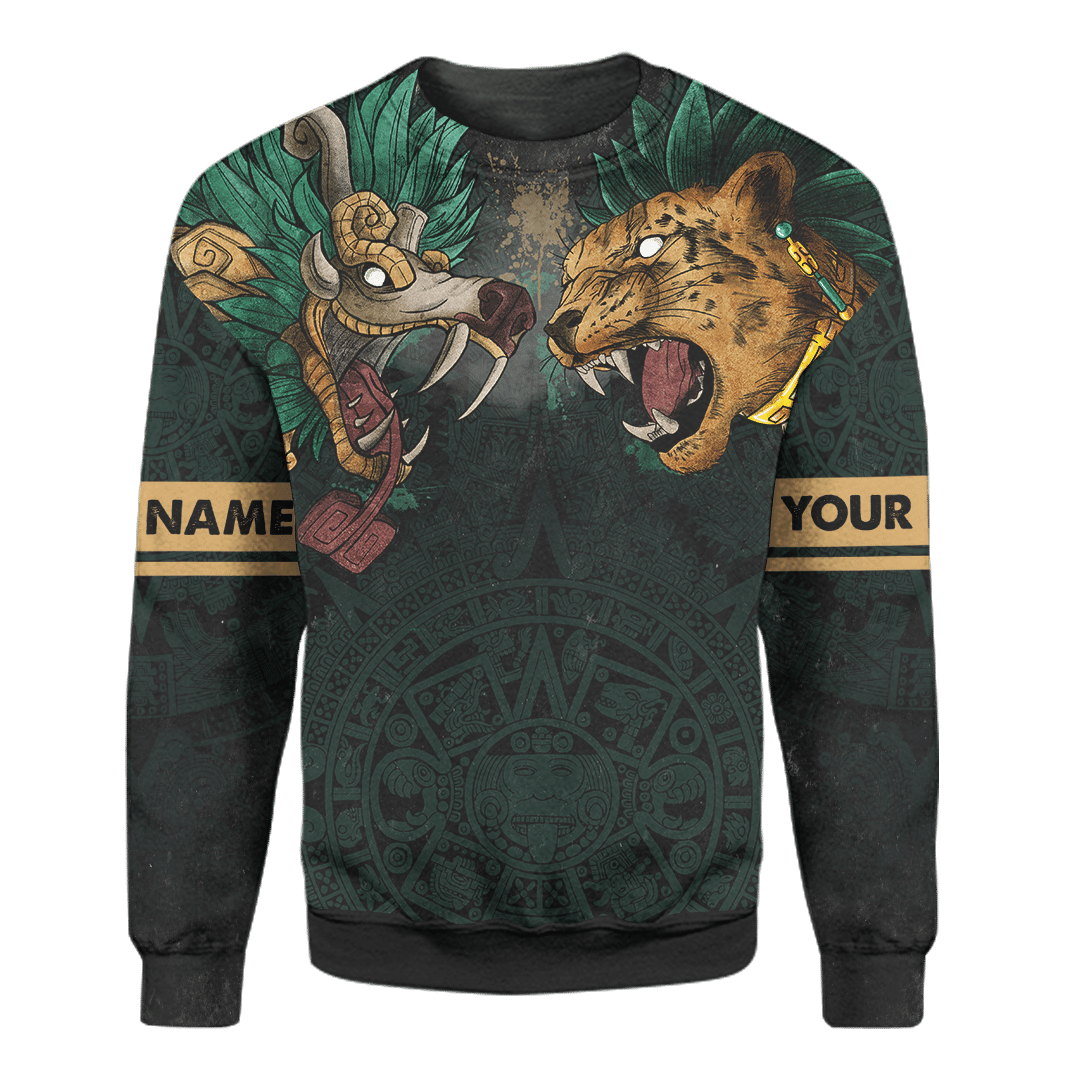 Aztec Quetzalcoatl And Tezcatlipoca Sun Stone Maya Aztec Customized 3D All Over Printed hoodie