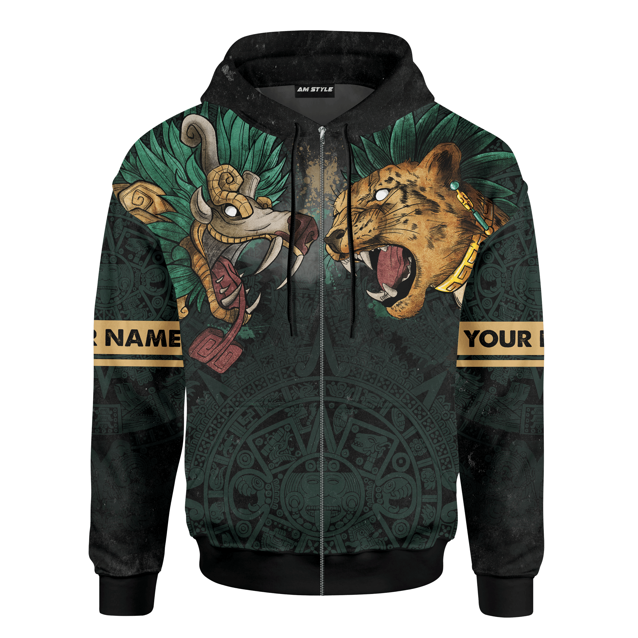 Aztec Quetzalcoatl And Tezcatlipoca Sun Stone Maya Aztec Customized 3D All Over Printed hoodie