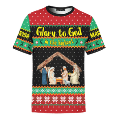 Glory To God In The Highest Merry Christmas Customized 3D All Over Printed Sweater