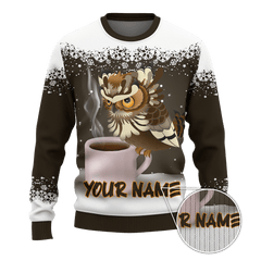 Owl I‘m So Tired Animals Winter Coffee Customized 3D All Overprinted Shirt - Am Style Design - Amaze Style™