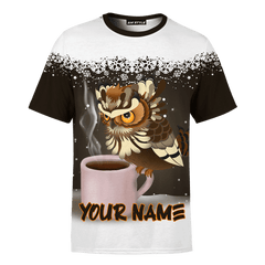 Owl IM So Tired Animals Winter Coffee Customized 3D All Over print hoodie For Men Women