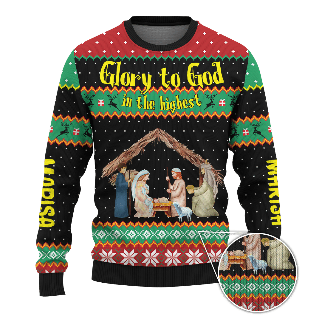 Glory To God In The Highest Merry Christmas Customized 3D All Over Printed Sweater