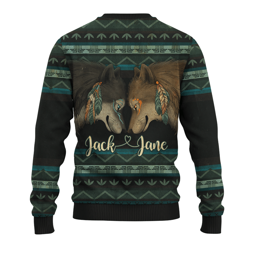 Native Wolf Tattoo Native American Pattern Customized For Couple 3D All Over Printed Shirt - Am Style Design - Amaze Style™