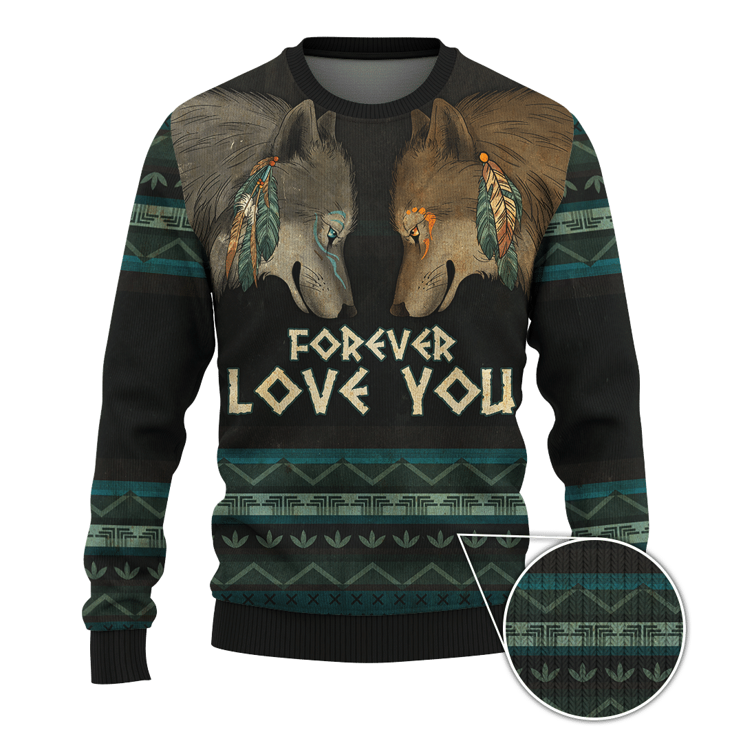 Native Wolf Tattoo Native American Pattern Customized For Couple 3D All Over Printed Shirt - Am Style Design - Amaze Style™