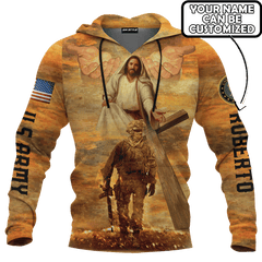 Jesus Father And Child U.S Army Jesus Family Faith Customized 3D All Overprinted Shirt - Am Style Design - Amaze Style™