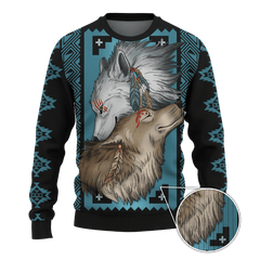 Native Wolf Native American Pattern Customized For Couple 3D All Over Printed Hoodie