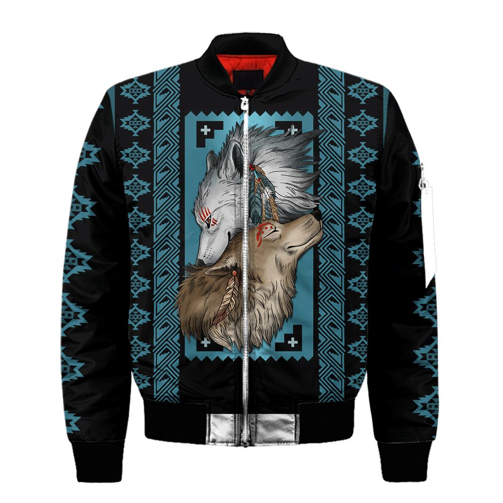 Native Wolf Native American Pattern Customized For Couple 3D All Over Printed Shirt - Am Style Design - Amaze Style™