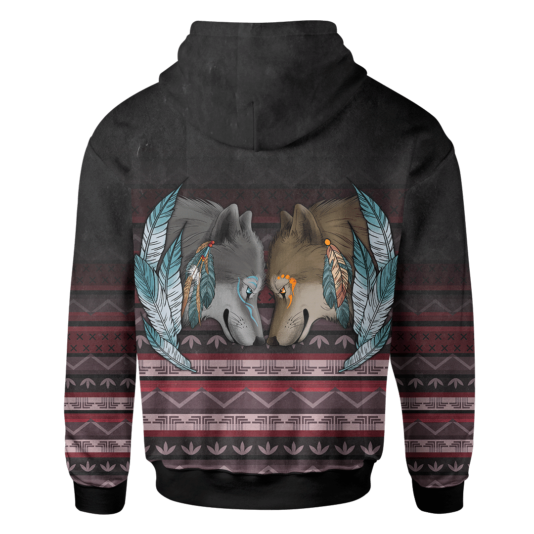 Native Wolf Tattoo Native American Customized For Couple 3D All Over Printed Shirt - Am Style Design - Amaze Style™