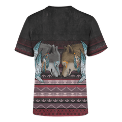 Native Wolf Tattoo Native American Customized For Couple 3D All Over Printed Shirt - Am Style Design - Amaze Style™