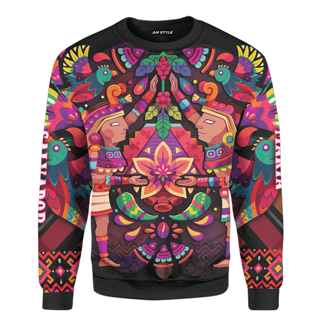 Aztec Flower Couple Maya Aztec Customized 3D All Over Printed Shirt - AM Style Design - Amaze Style™