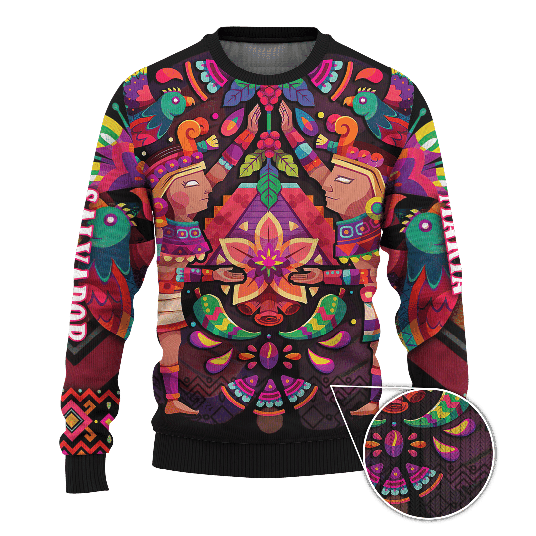 Aztec Flower Couple Maya Aztec Customized 3D All Over Printed Shirt - AM Style Design - Amaze Style™