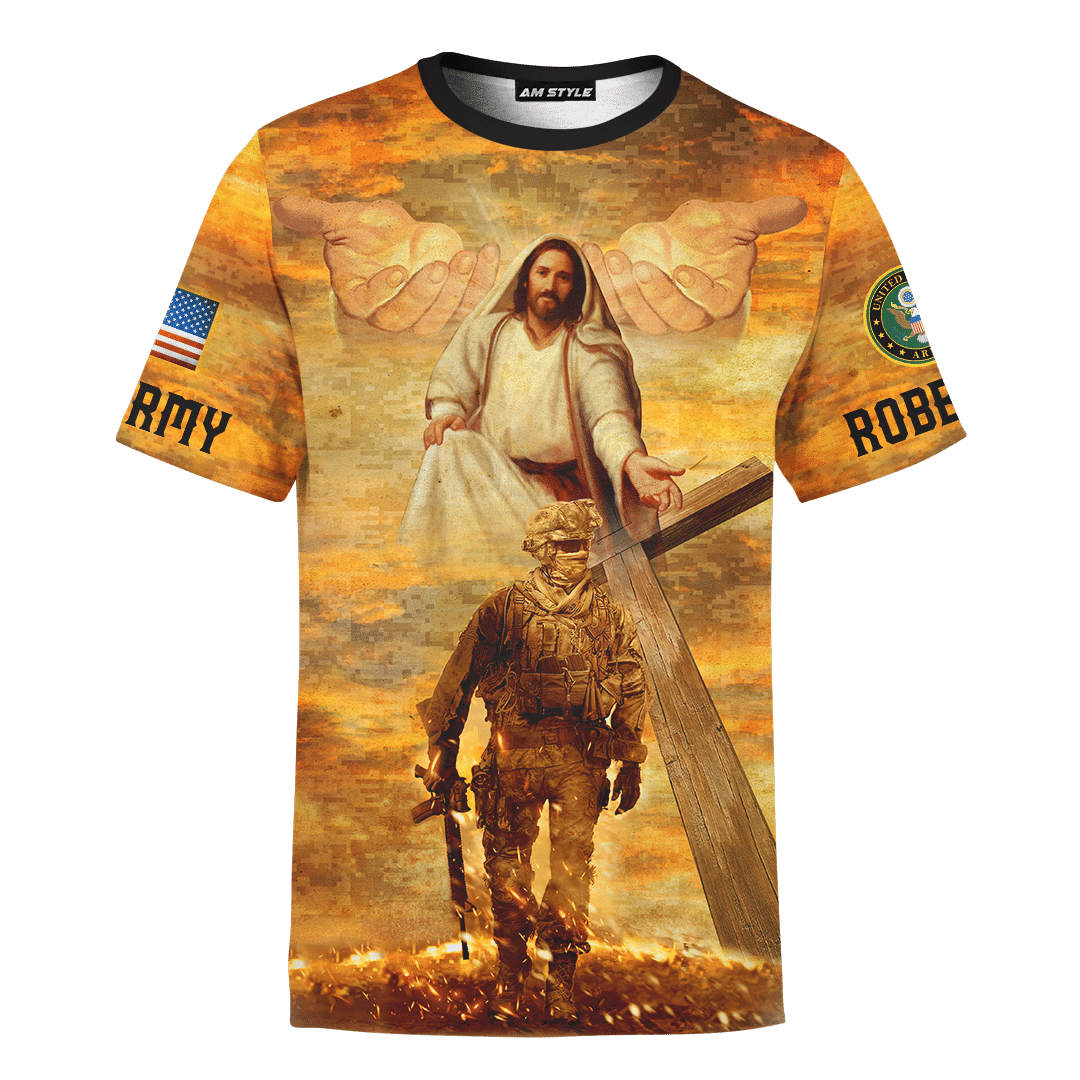 Jesus Father And Child U.S Army Jesus Family Faith Customized 3D All Overprinted hoodie