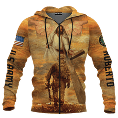 Jesus Father And Child U.S Army Jesus Family Faith Customized 3D All Overprinted hoodie