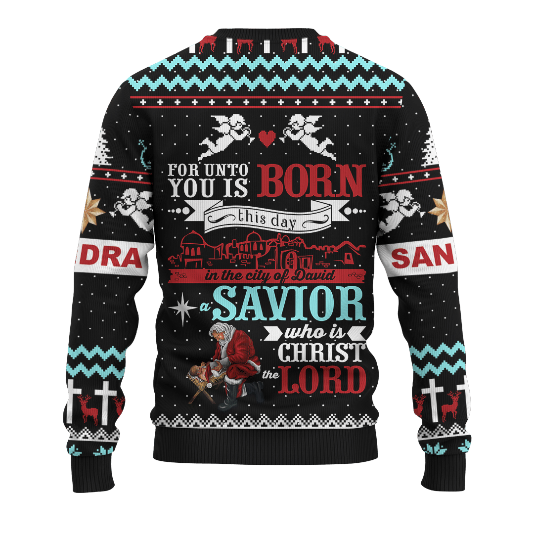 Santa And Jesus Every Knee Shall Bow Merry Christmas Customized 3D All Over Printed Sweater - AM Style Design - Amaze Style™