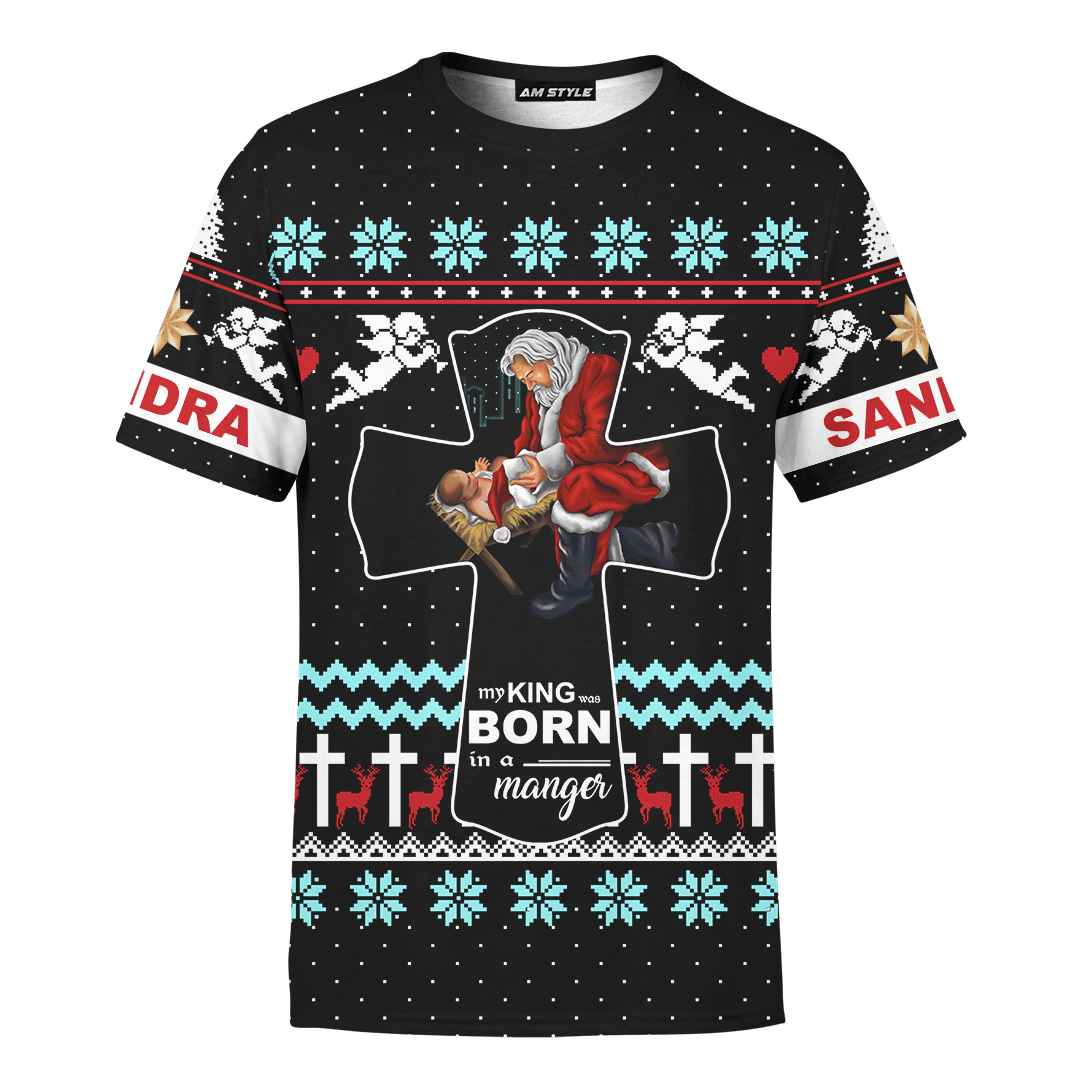 Santa And Jesus Every Knee Shall Bow Merry Christmas Customized 3D All Over Printed Sweater