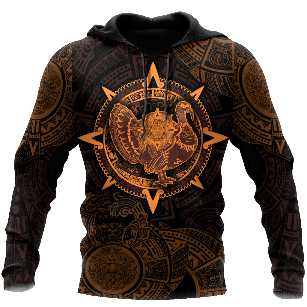 Aztec Mayan Aztec Turkey Thanksgiving Gold 3d All Over Printed Shirt Am Style - Amaze Style™