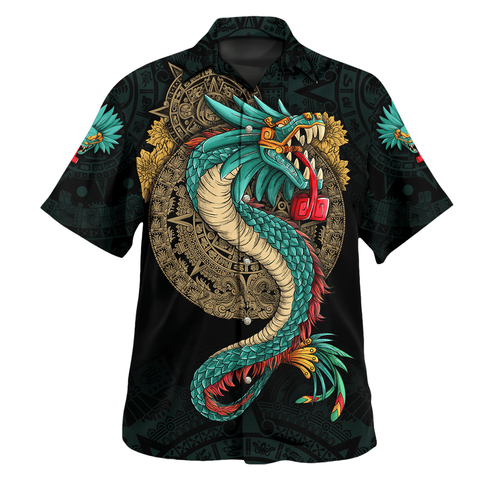 Am Style Aztec Maya Quetzalcoatl Sunstone 2D Print Unisex Fashion Hawaii Shirt - Full size - Amaze Style™