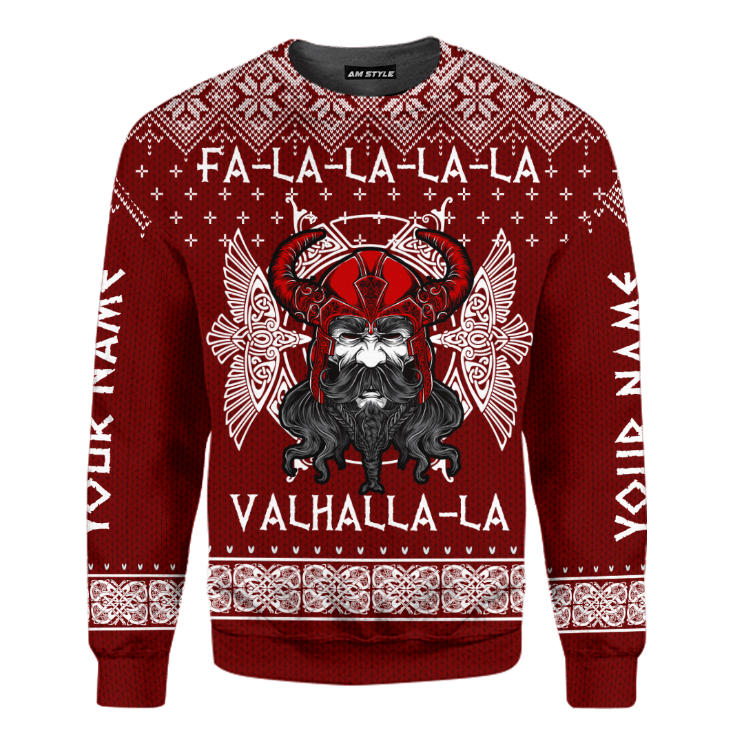 FaLaLaLaLa Valhalla Viking Odin'S Ravens Hugin & Munin Viking Ugly Christmas Sweater