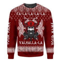 FaLaLaLaLa Valhalla Viking Odin'S Ravens Hugin & Munin Viking Ugly Christmas Sweater