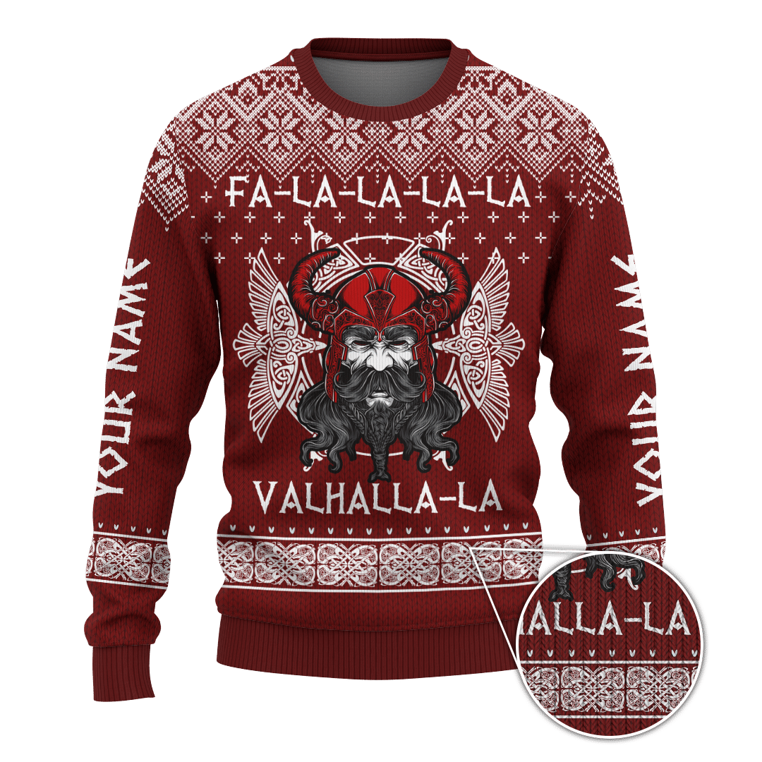 FaLaLaLaLa Valhalla Viking Odin'S Ravens Hugin & Munin Viking Ugly Christmas Sweater