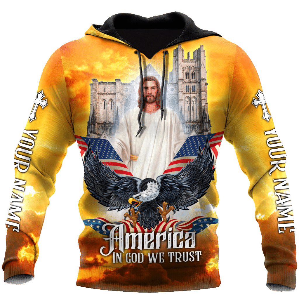 AM Style Customize Jesus Eagle America Flag 3D All Over Printed Unisex Shirt - Full Size - Independence Day - Amaze Style™