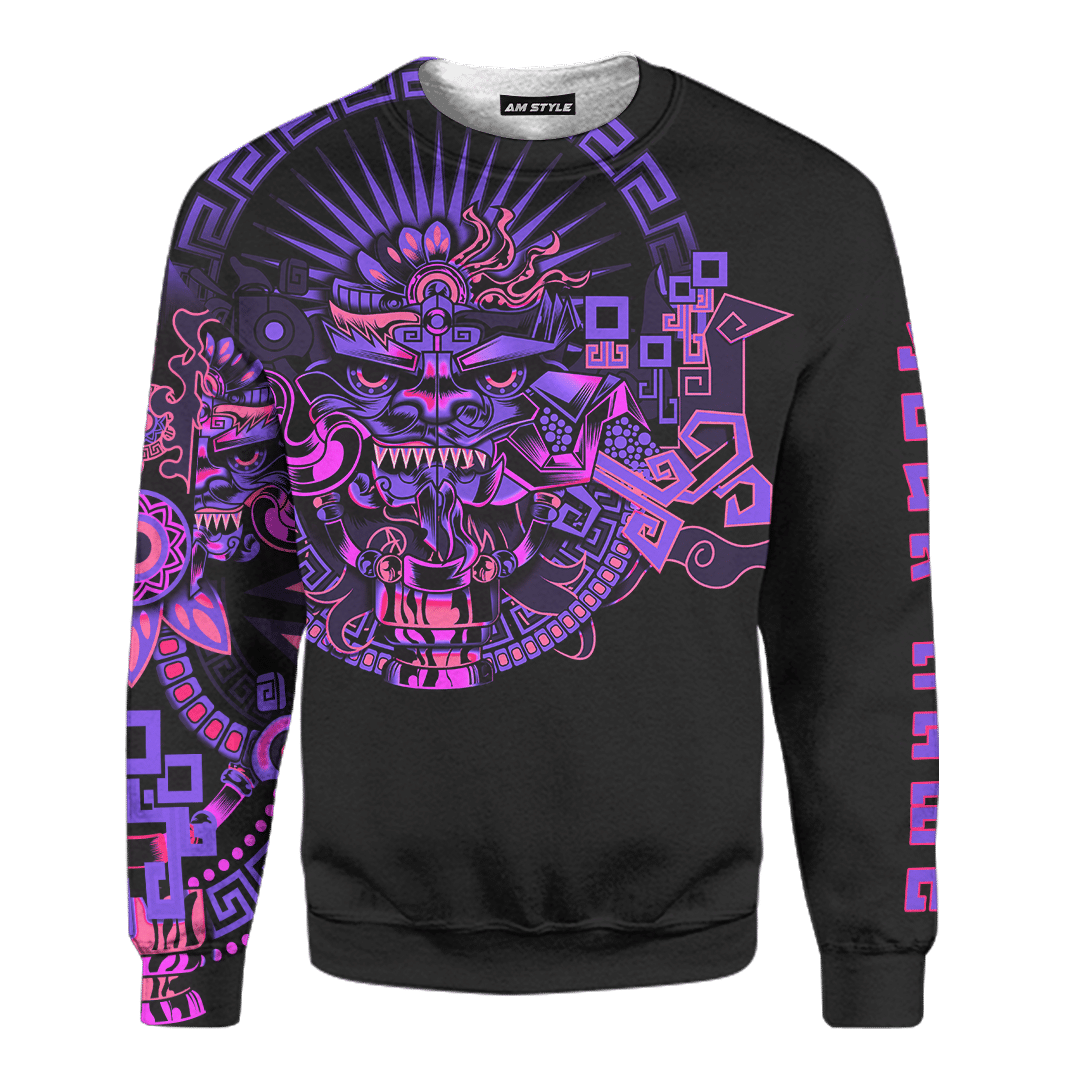 Aztec Sun Gods Mexican Mural Art Customized 3D All Over Printed Hoodie