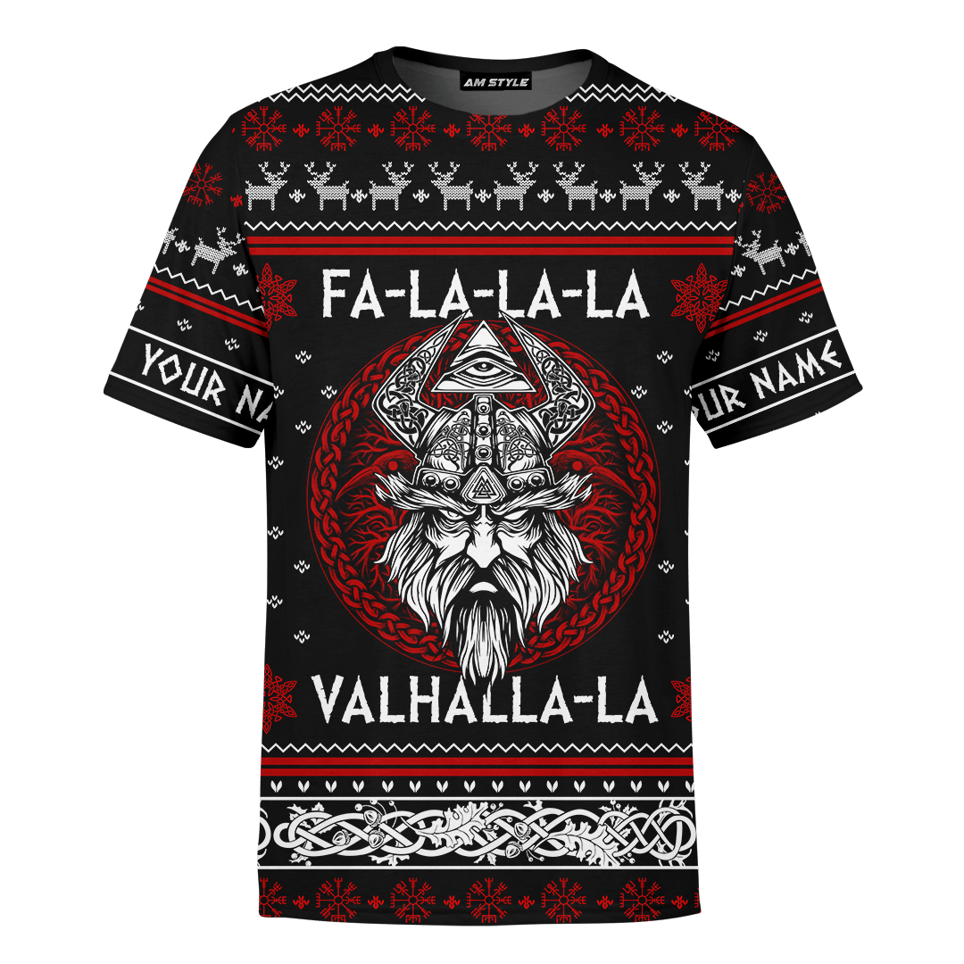 FaLaLaLaLa Valhalla Viking Odin Candy Apple Red Colour Viking Ugly Christmas Sweater