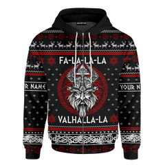 FaLaLaLaLa Valhalla Viking Odin Candy Apple Red Colour Viking Ugly Christmas Sweater