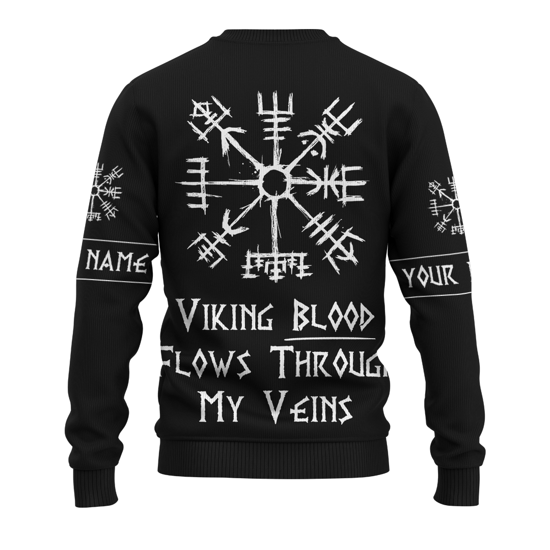 Viking Blood Flows Through My Veins Black Colour Customized 3D All Over Printed Shirt - AM Style Design - Amaze Style™