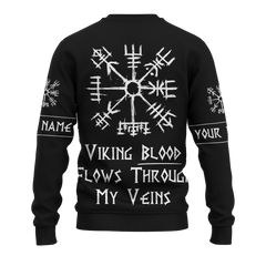 Viking Blood Flows Through My Veins Black Colour Customized 3D All Over Printed Shirt - AM Style Design - Amaze Style™