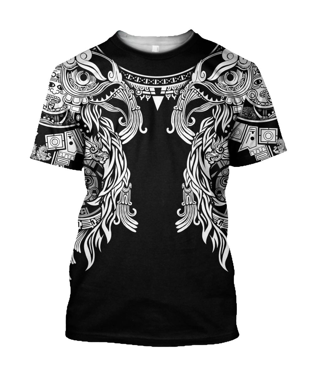 Aztec Mayan Turkey Thanksgiving 3D Monochrome All Over Printed Vintage hoodie