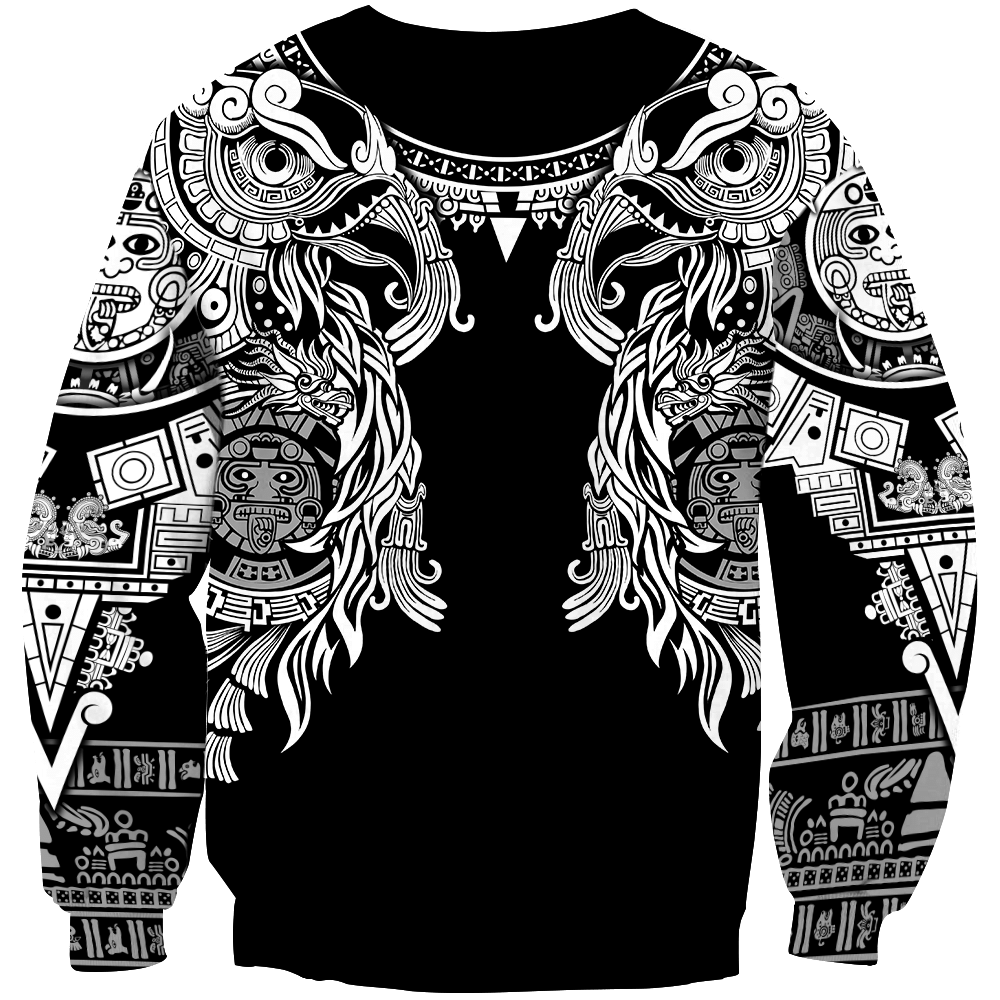 Aztec Mayan Turkey Thanksgiving 3D Monochrome All Over Printed Vintage hoodie