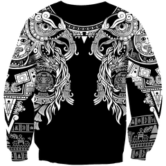 Aztec Mayan Turkey Thanksgiving 3D Monochrome All Over Printed Vintage hoodie