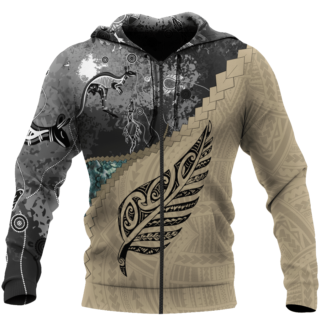 Australia Fern Kangaroo Maori Style Polynesian 3D All Over Print Unisex hoodie