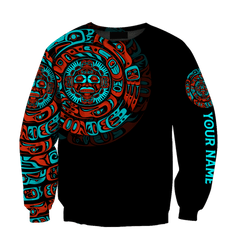 Native American Mandala Northwest Pacific Black And Turquoise Color Native American All Over Print hoodie