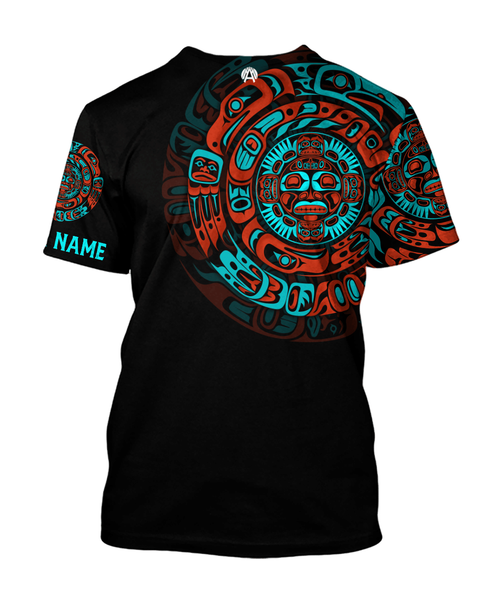 Native American Mandala Northwest Pacific Black And Turquoise Color Native American All Over Print hoodie