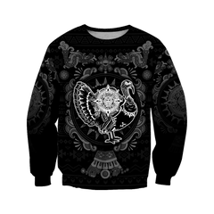 Mexico Aztec Turkey Sun Stone Thanksgiving Monochrome All Over Printed Unisex 3D All Over Printed hoodie