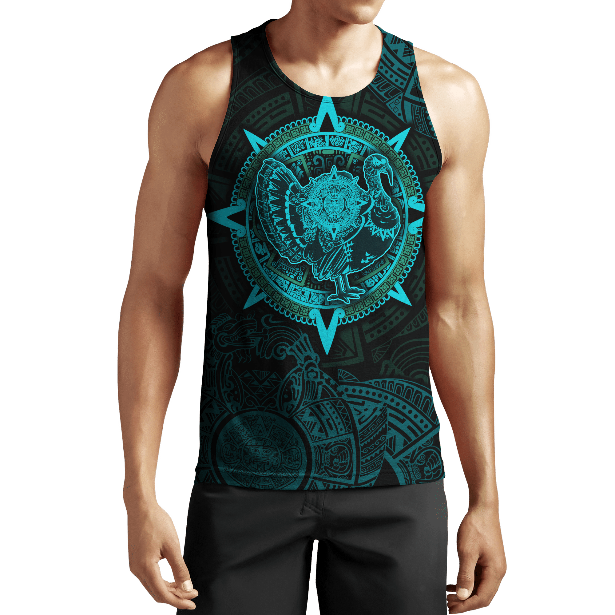 Aztec Mayan Aztec Turkey Thanksgiving Viking Blue 3D All Over Printed hoodie