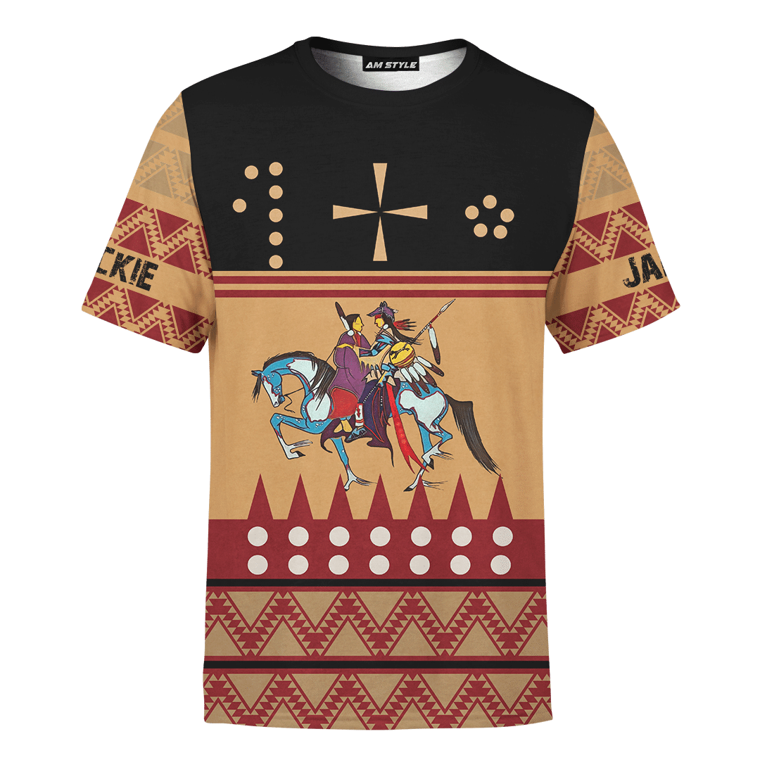 American Indian Horse Tattoo Native American Pattern for Couple Customized 3D All Over Printed Shirt - AM Style Design - Amaze Style™