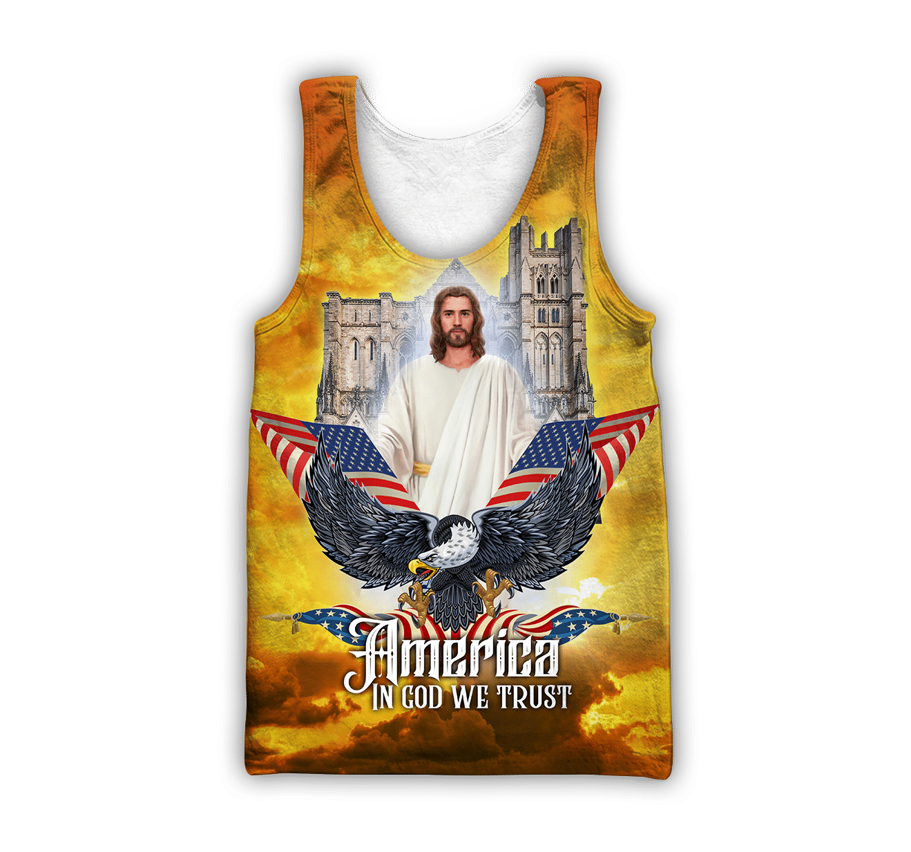 AM Style Customize Jesus Eagle America Flag 3D All Over Printed Unisex Shirt - Full Size - Independence Day - Amaze Style™