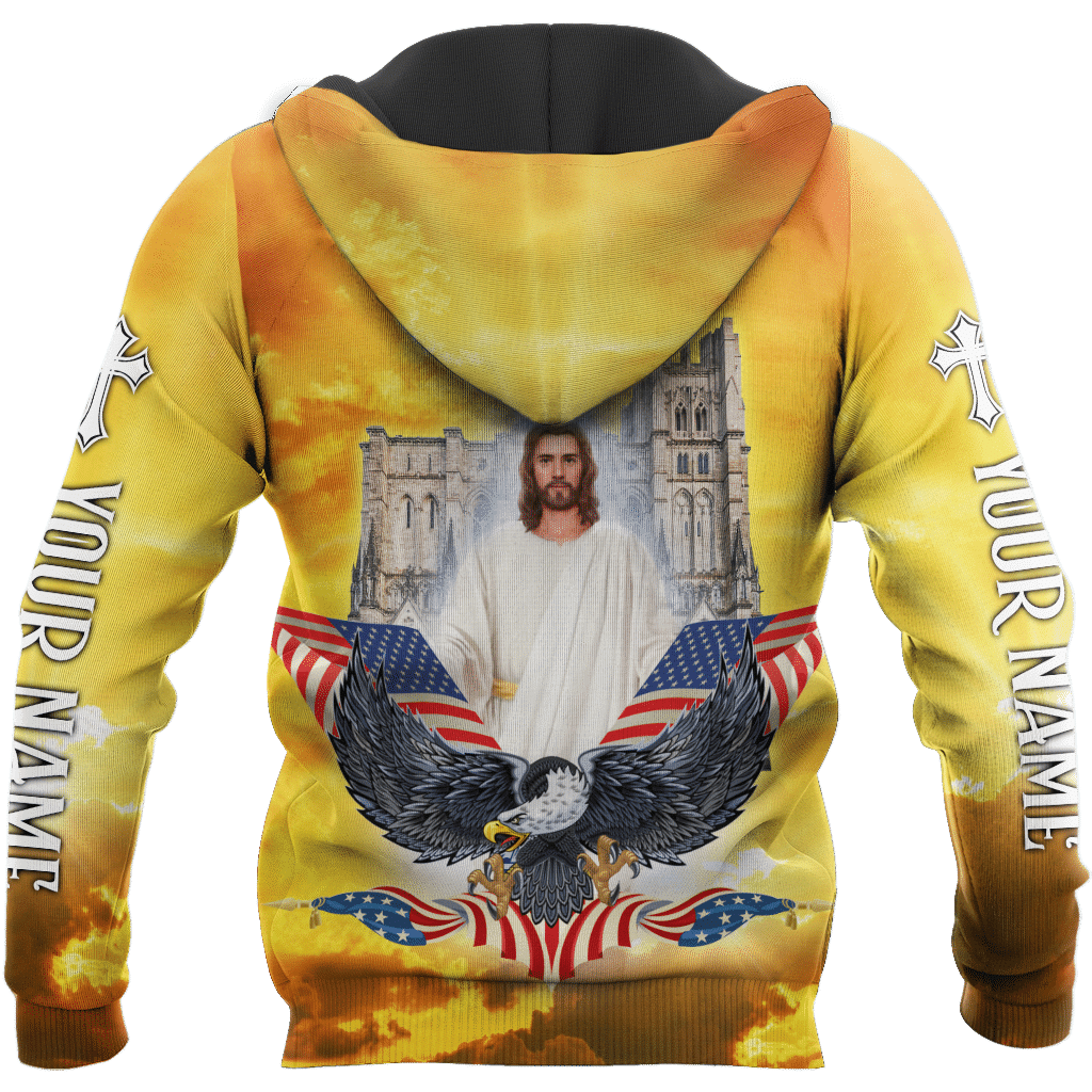 AM Style Customize Jesus Eagle America Flag 3D All Over Printed Unisex Shirt - Full Size - Independence Day - Amaze Style™