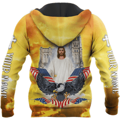 AM Style Customize Jesus Eagle America Flag 3D All Over Printed Unisex Shirt - Full Size - Independence Day - Amaze Style™