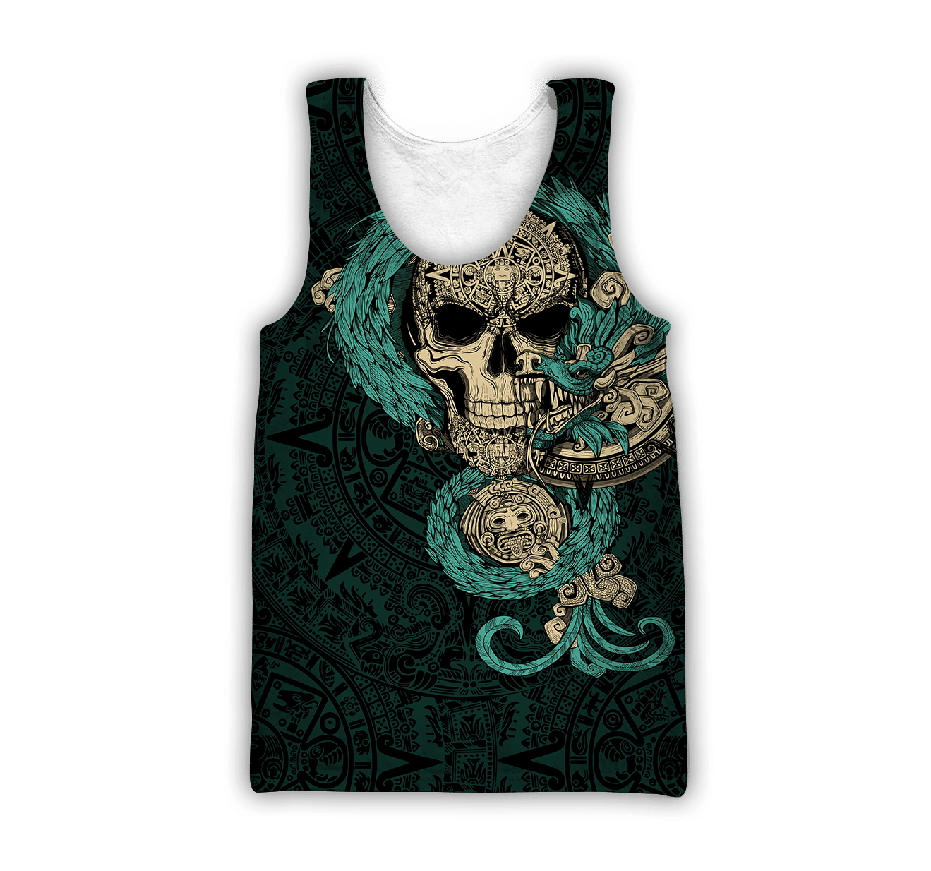 Mexico Aztec Quetzalcoatl Skull Turquoise All Over Printed Unisex 3D All Over Printed hoodie