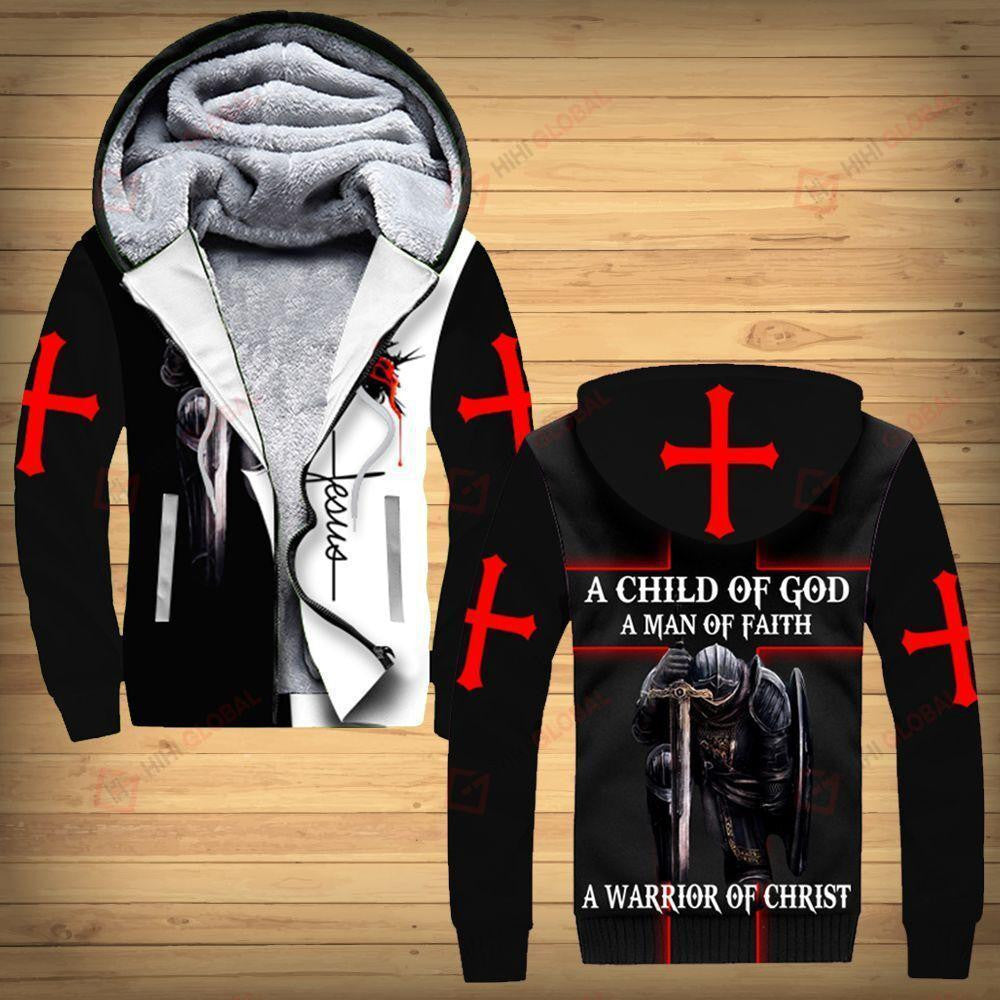 A child of god a man of faith a warrior of christ Jesus All Over Printed hoodie